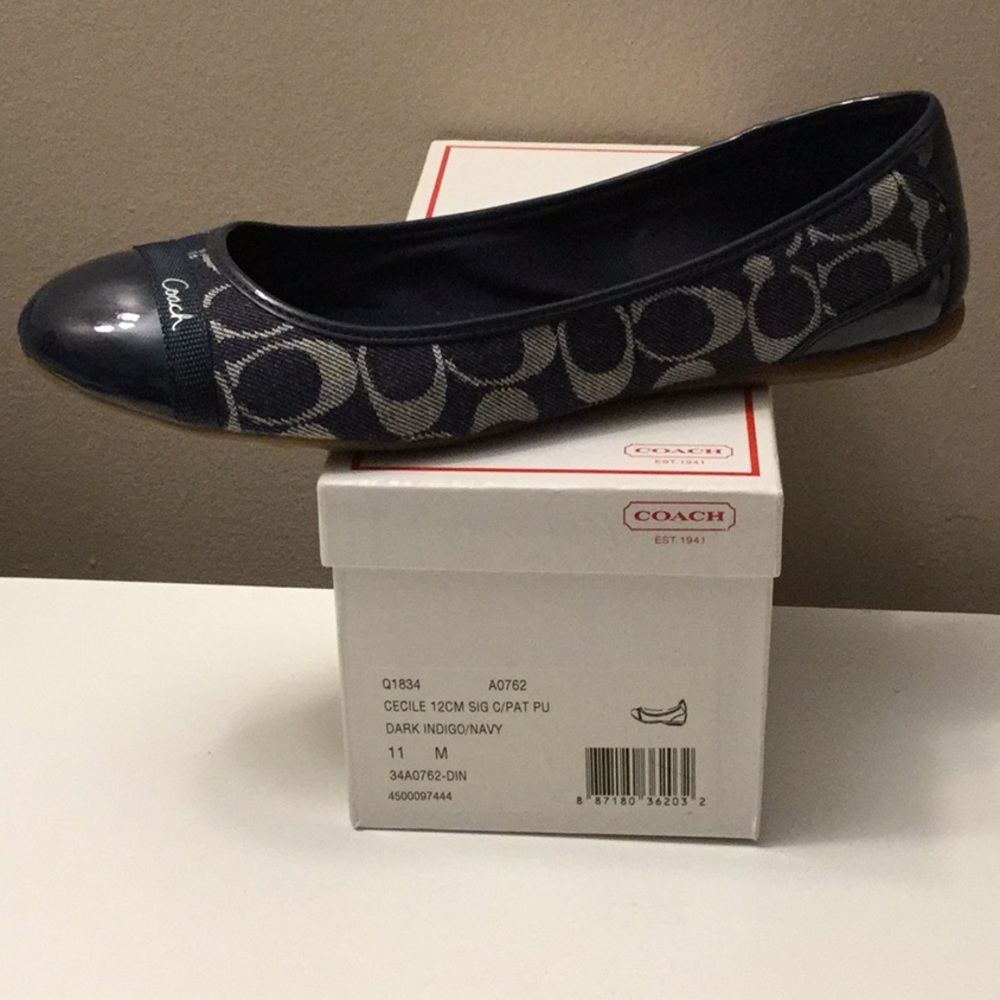 Coach Cecile signature denim blue flat